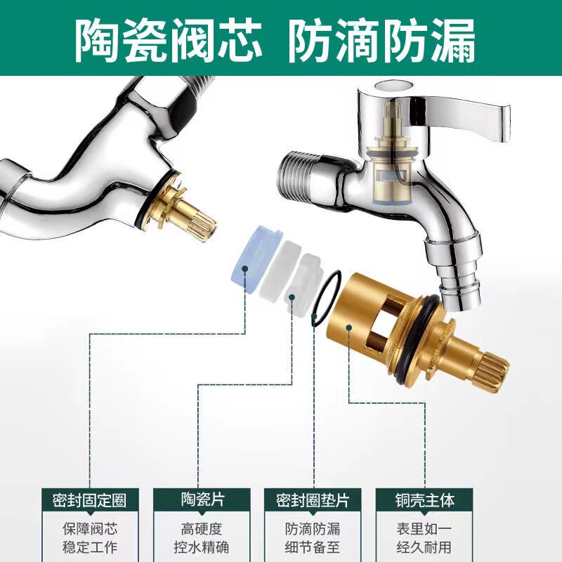 洗濯機蛇口卸売り全銅トイレ家庭用4分速開単冷蛇口一進二出メーカー|undefined