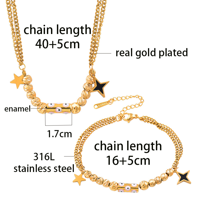 Fashion Star Titanium Steel Plating Bracelets Necklace 1 Piece