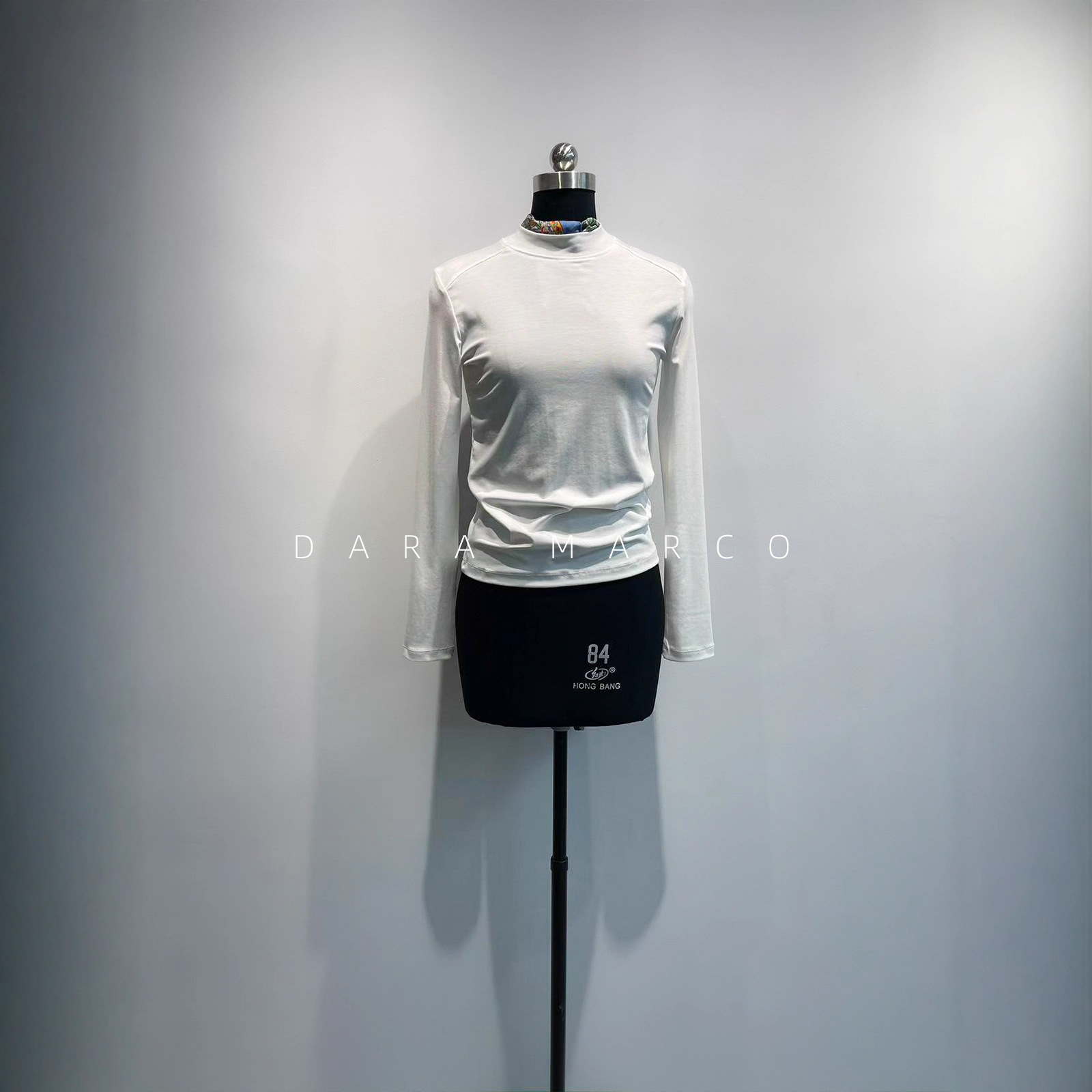 C*S High-Intelligence Style Half-High Collar Long-Sleeve Base T-Shirt ~ Lyocell Basic Silk Soft Base Layer for Women Early Autumn