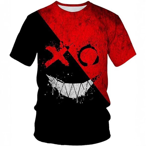 2024 moda 3D impresión digital spot hombres verano calle personalidad suelta manga corta transpirable cuello redondo camiseta