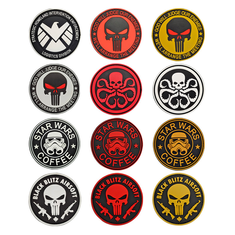 3 DPVCRubber Velcro Patch Avengers Marvel Punisher SHIELDEagle Badge Morale Patch