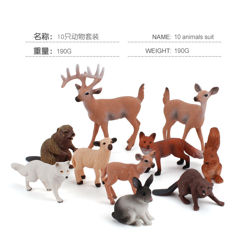 Exportación transfronteriza simulación bosque animal modelo Castor oso hormiguero Ardilla Mono conejo cola blanca ciervo Fox juguete