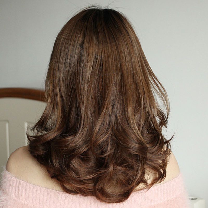 Peruca de una pieza de cabello corto femenino peludo pelucón de pelo ondulado en forma de V extensión de cabello invisible sin marcas pelucón