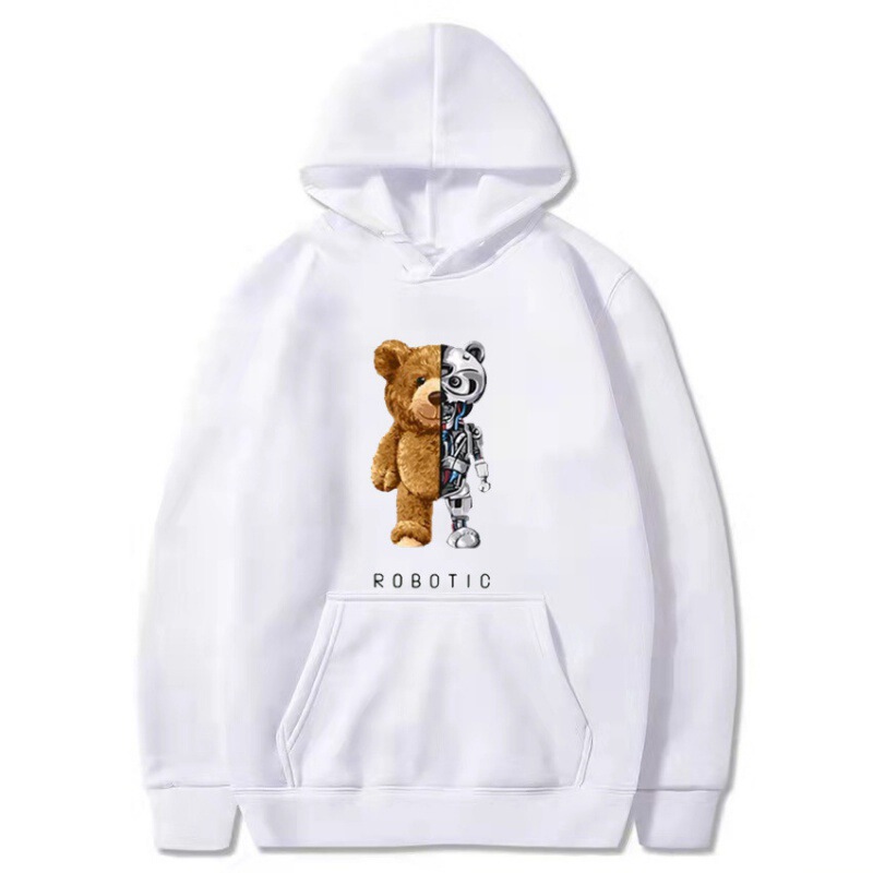 Cross-Border European and American Trendy Violent Bear Print Doraemon Ozon Hot-Selling Men's Fashion Casual Hoodie Pullover Sweatshirt
