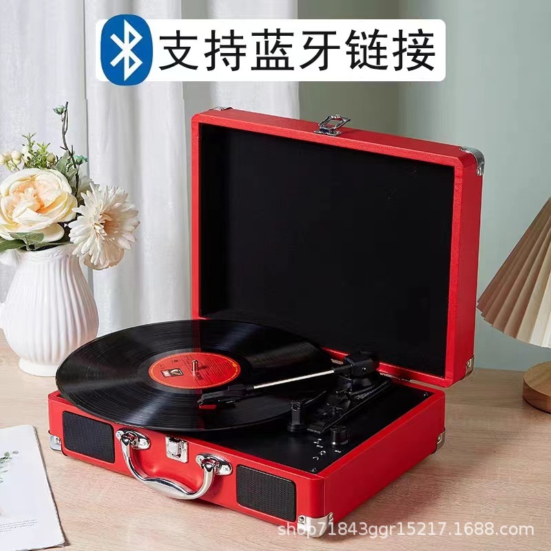 クラシックビニールレコードプレーヤー、Bluetoothスピーカー、クリエイティブオーディオ、ポータブルレコードプレーヤー、レトロリビングルームオーディオギフト|undefined