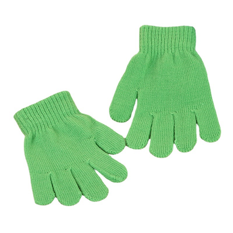 El lugar del fabricante puede agregar un logotipo para tejer color sólido otoño e invierno para niños, jacquard mágico cálido, guantes de pesca de ciclismo engrosados