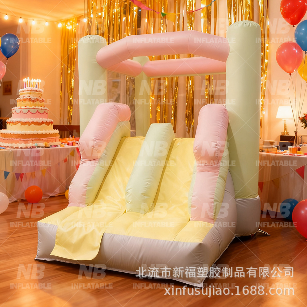 Niños al aire libre inflables rebotar castillo macarón tema de boda cama de salto blanco inflables parque casa de juguetes