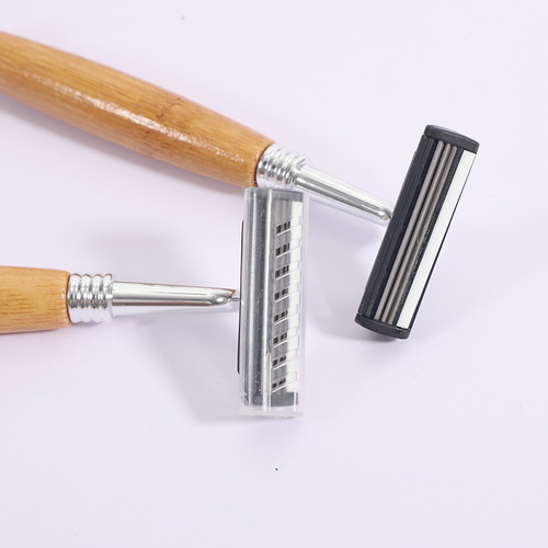Factory of bamboo-handled vintage stainless steel razors for inns and guesthouses, disposable razors, and manual beard shavers.