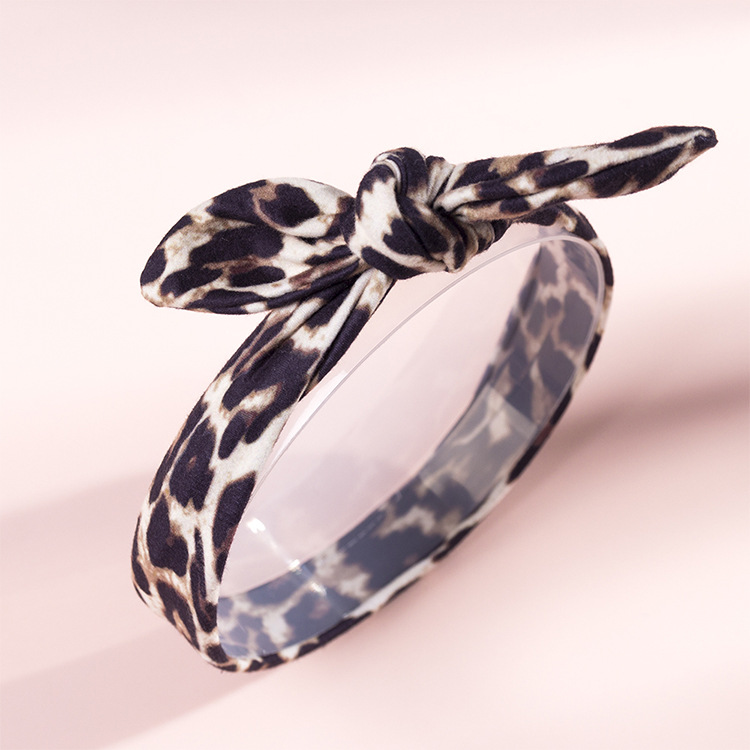 Mom And Child Printed Rabbit Ears Leopard Print Diy Knotted Headband Set display picture 37