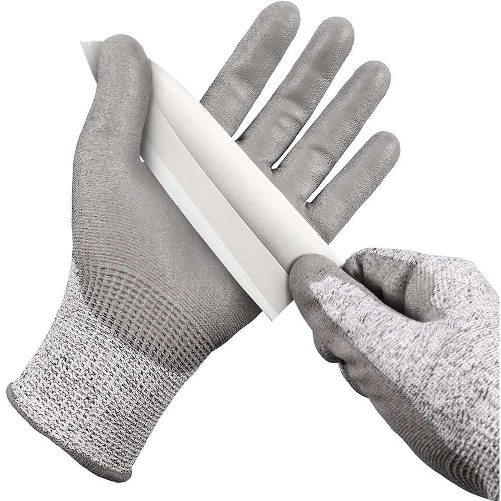 亚马逊PU防护手套耐磨5级防割手套 玻璃搬运木工园林渔船劳保手套