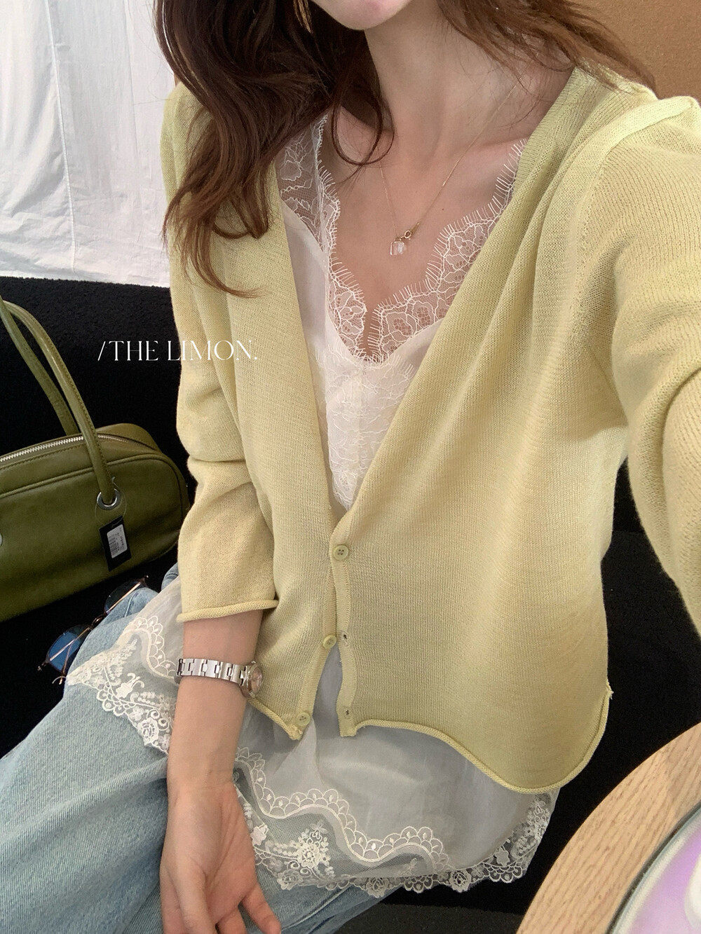 Áo khoác cardigan nữ cổ tròn chất liệu tre đũi chống nắng mỏng nhẹ — Đỏ thẫm, Xám cacbon, trắng ngà, xanh nhạt chi tiết 29