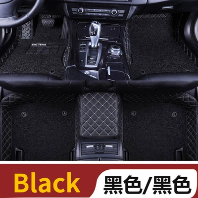 Complete Set of Double-Layer Car Floor – Modelə uyğun ayaqaltı - double-layer-model-black-black-silk-circle