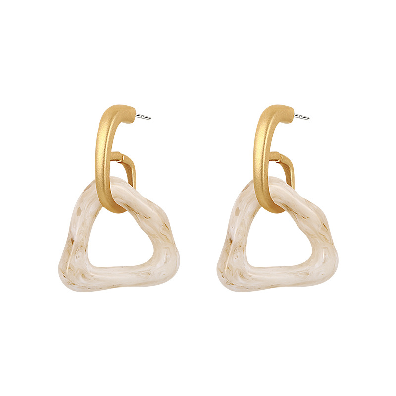 Geometric Pattern 1 Pair Simple Style Commute Geometric Patchwork Resin Copper Drop Earrings