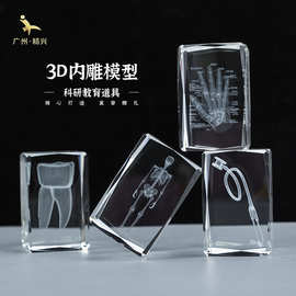 源头工厂水晶3D内雕人体骨架解剖学纪念品送老师礼物定 制医疗