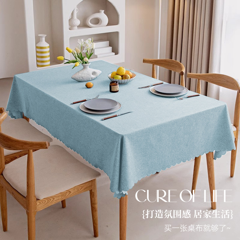 Simple y de alta calidad sensación impermeable, aceite a prueba de quemaduras, tela de mesa sin lavado, tela de mesa de té ondulada rectangular