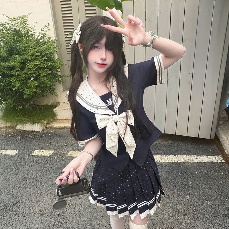 【天使兔】原创正版短袖收腰水手服制服套装日系校供裙子其它JK