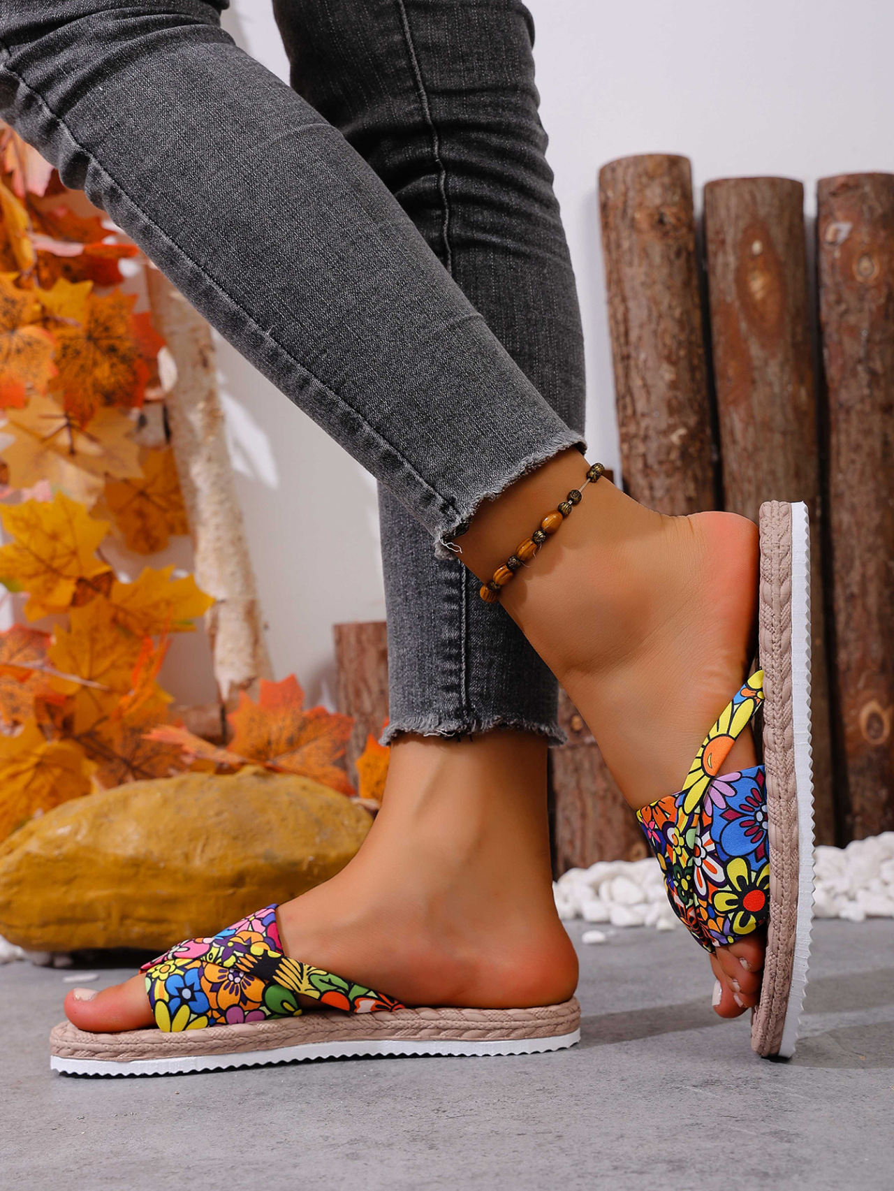 Women's Ethnic Style Flat Slides Sandals Summer Outdoor Beach_voghion.com