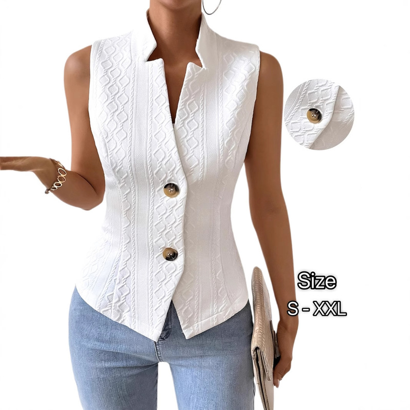 Amazon Independent Station Spring and Autumn Sleeveless Vest Women's All-match Suit Casual Jacket Button Vest Top Amazon Independent Station Spring and Autumn Sleeveless Vest Women's All-match Suit Casual Jacket Button Vest Top