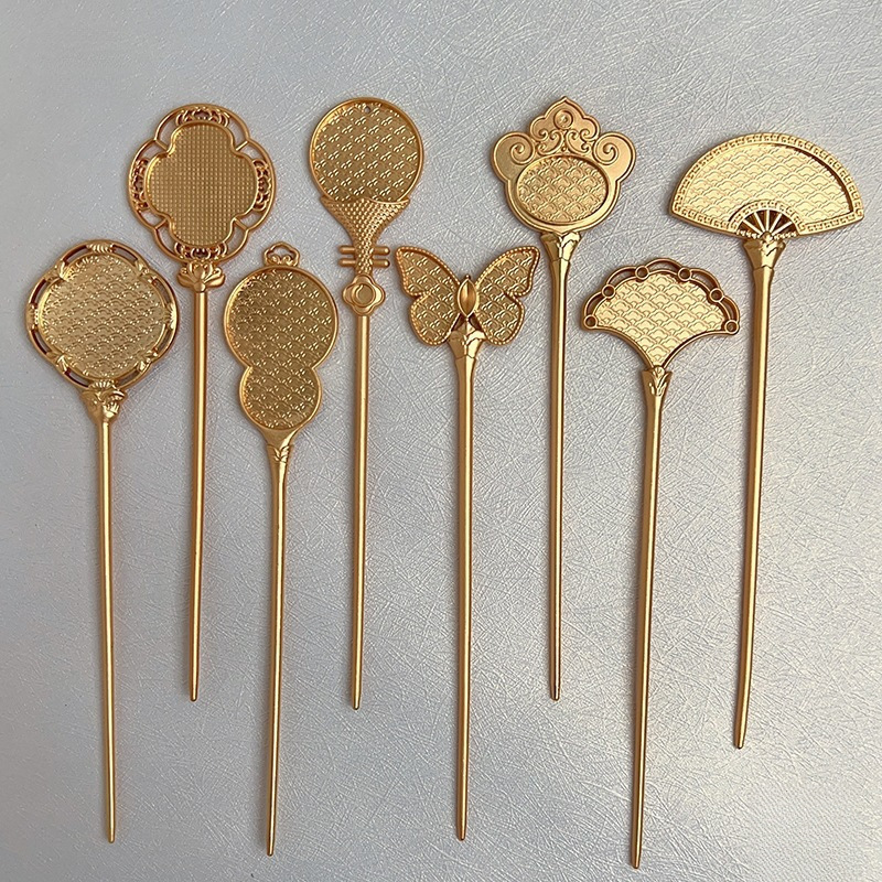 手工发簪底胚宋锦贴布艺新中式合金发饰底托古风发钗花冠簪子|undefined