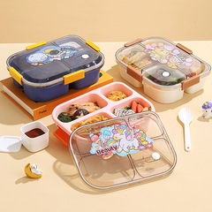 INS plastic four-compartment lunch box for office workers to bring rice, microwaveable lunch box, student canteen lunch box