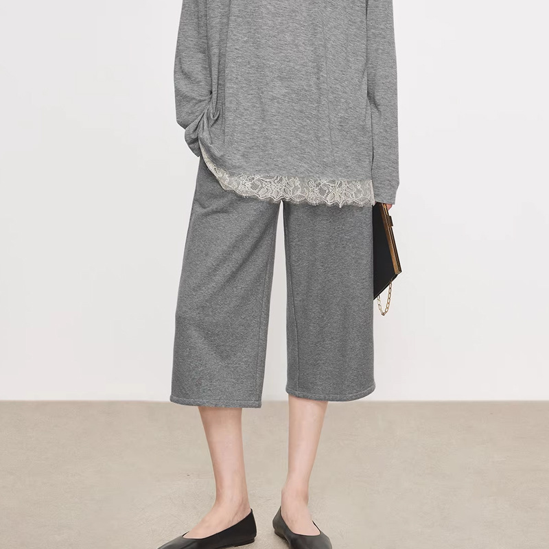 Chic Casual Capri Pants_Japanese Imported Fluffy Skin-Friendly Cotton Knit Versatile High-Waisted Straight-Leg Sweatpants