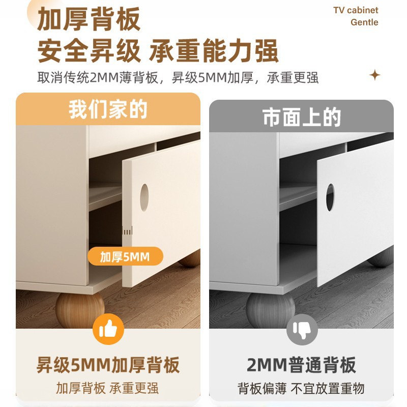 奶油风电视柜客厅家用收纳储物柜一体2025新款小户型落地电视机柜 4