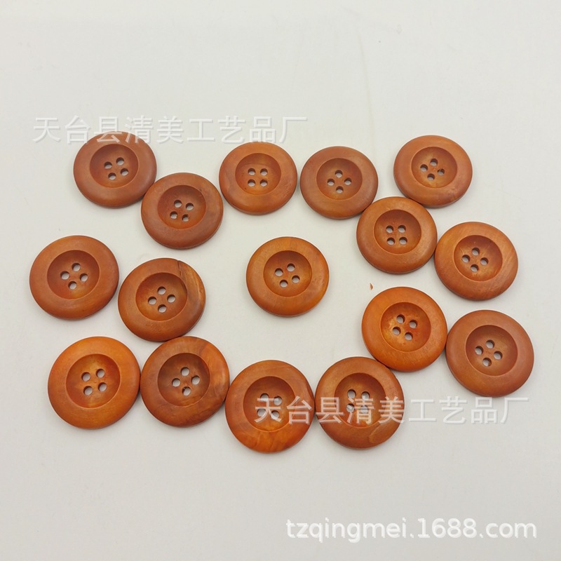 Café de madera/botones de borde redondo de cuatro ojos marrón botones de cuatro ojos decorativos de madera 20/25/50 por paquete