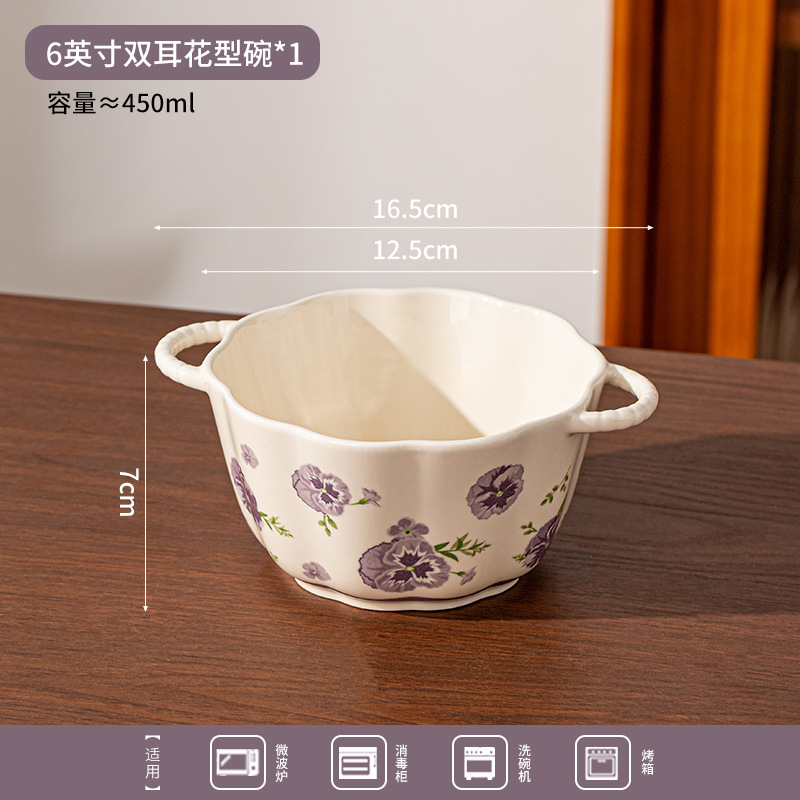 Cuencos de cerámica personalizados con flores de alto valor de visualización cuencos de orejas pequeños platos frescos de platos domésticos image 12