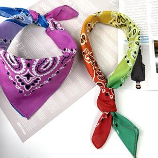 Amazon Square Scarf Pure Cotton Double Cashew Gradient Cycling New Headscarf Outdoor Hip-Hop Hip-Hop Fashion Sunflower