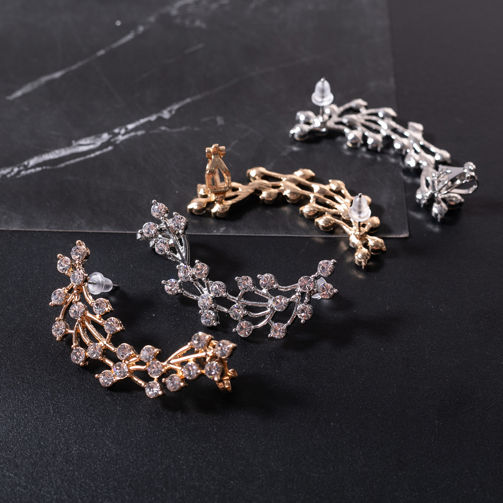Women'S Gender Elegant Sweet Geometric Alloy Inlay Rhinestones Women's Ear Clips