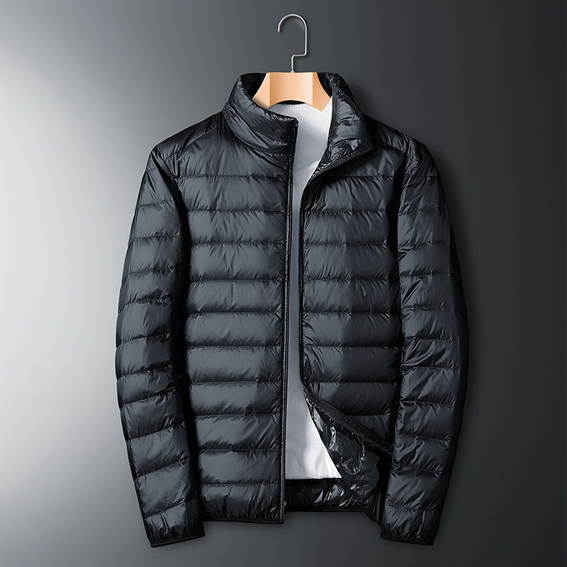 2024 autumn and winter men's stand collar light feather cotton cotton-padded jacket warm cotton-padded jacket fashion casual jacket couple coat tide