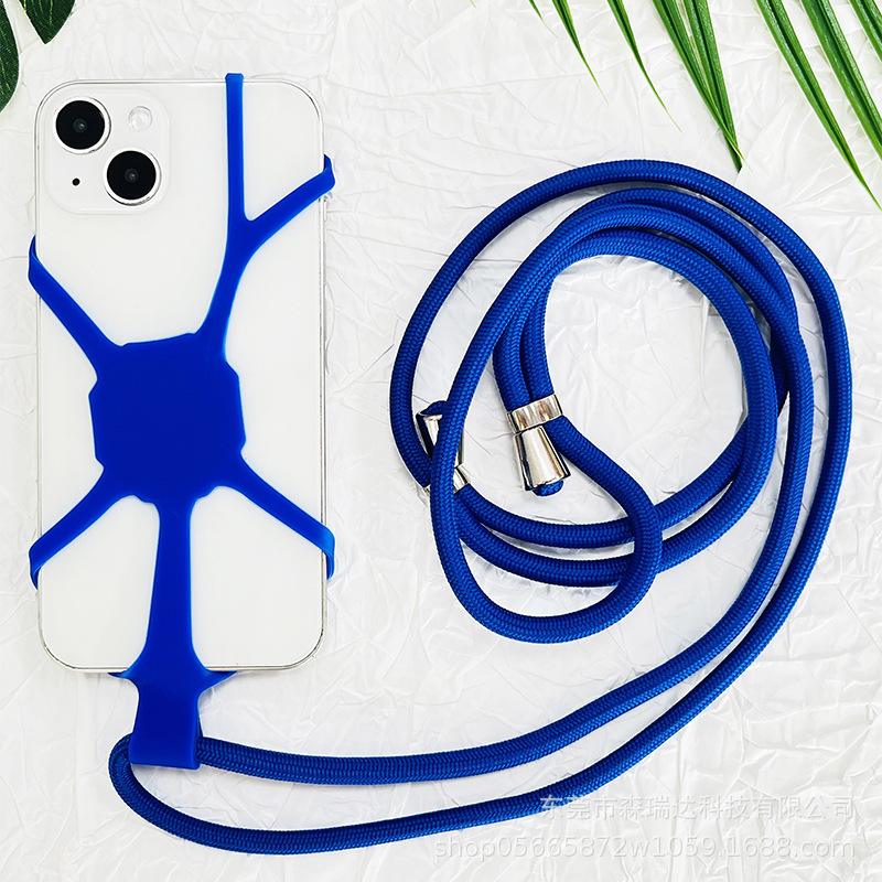 Factory Direct Supply 5-7inch Silicone Lanyard Phone Case Crossbody Anti-Drop Universal Protective Cover Simple Style