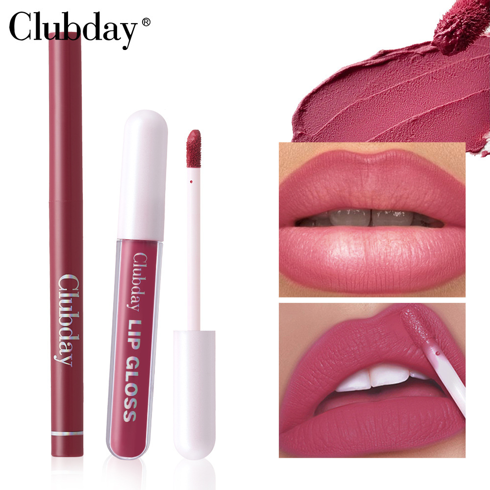 Clubday Lip Makeup 1+1 Set: Velvet Lip Gloss, Outlining Lip Pen, matte finish, long-lasting waterproof undefined