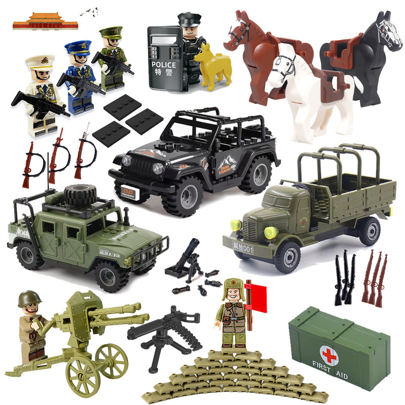 Jeep Machine Gun Model, World War Ii Building Block Figures, Military Accessories, Weapon Parts, Exclusively for Foreign Trade