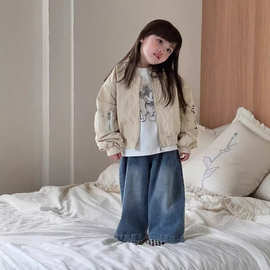 秋款韩版男女童拉链开衫外套儿童休闲百搭字母夹克宝宝外出服上衣