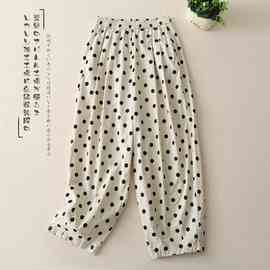 实拍 裤子薄款女新款爆款波点哈伦萝卜裤宽松百搭休闲九分裤子