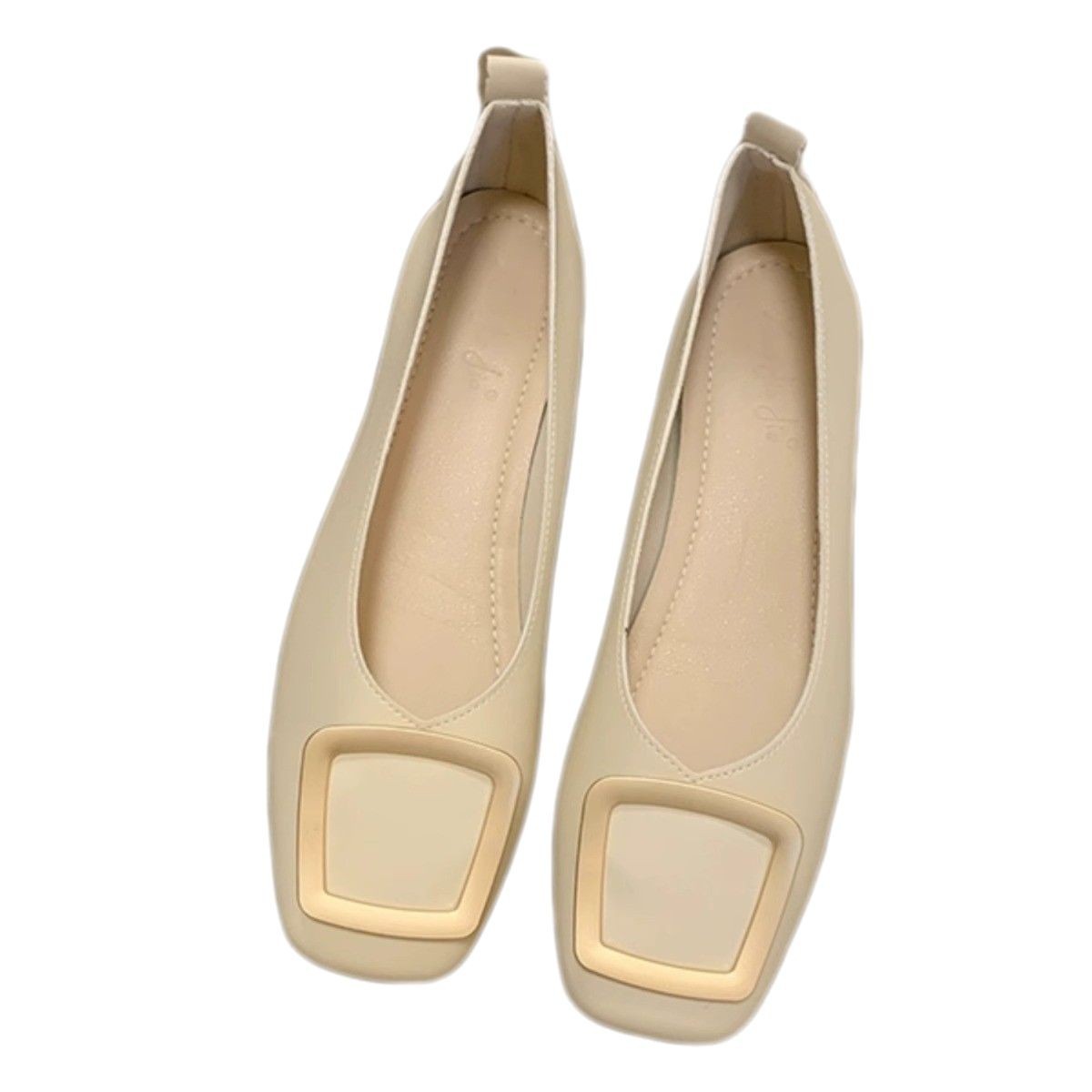 JIJI Studios hebilla de cabeza cuadrada boca baja zapatos individuales mujer primavera y otoño nuevo estilo suela blanda zapatos de leche de un solo pie