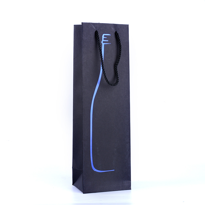 黑卡双支纸红酒袋 纸袋 礼品袋 手拎袋烫金酒杯葡萄酒袋酒水袋