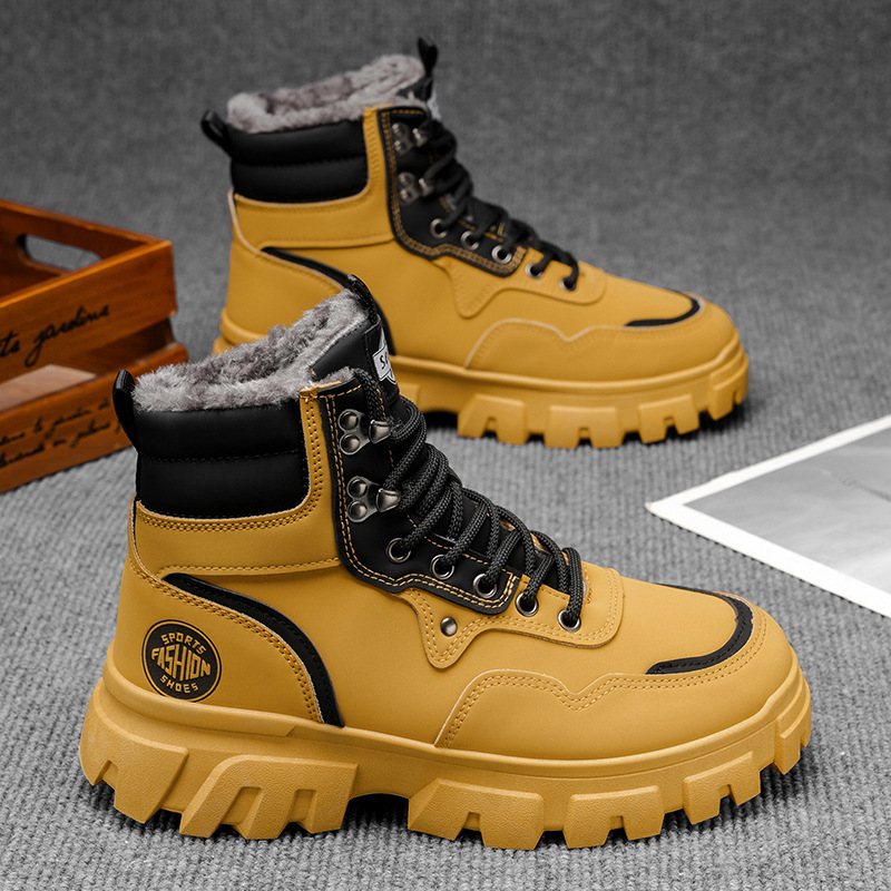 Martin botas de invierno de alto nivel para hombres con calzado de algodón al aire libre impermeable y resbaladizo pieles en botas de nieve del noreste