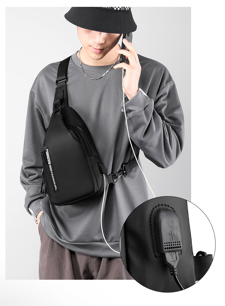 New business commuting lightweight single-shoulder bag, nylon hand-held men's crossbody bag, simple and casual chest bag, one-piece consignment Item Picture