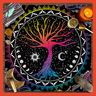 ✅Tree of Life Tablecloth Tarot Tablecloth Board Game Decoration Cloth Mandala Moon Phase Flower Plant Altar