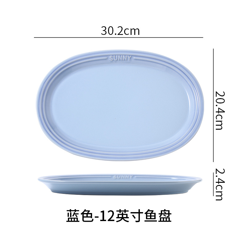 12 인치 생선 접시 블루