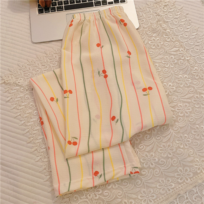 Pantalones de dibujos animados lindos pantalones de pijama elásticos de cintura estudiantil en casa pantalones largos de primavera y otoño de verano para mujeres pantalones casuales