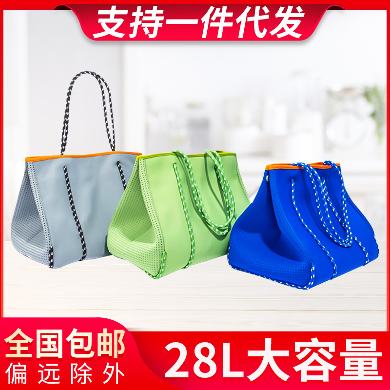 Cross-Border New Eva Waterproof Tote Bag Shopping Bag Outdoor Women's Shoulder Bag Thickened Diving Material Beach Bag