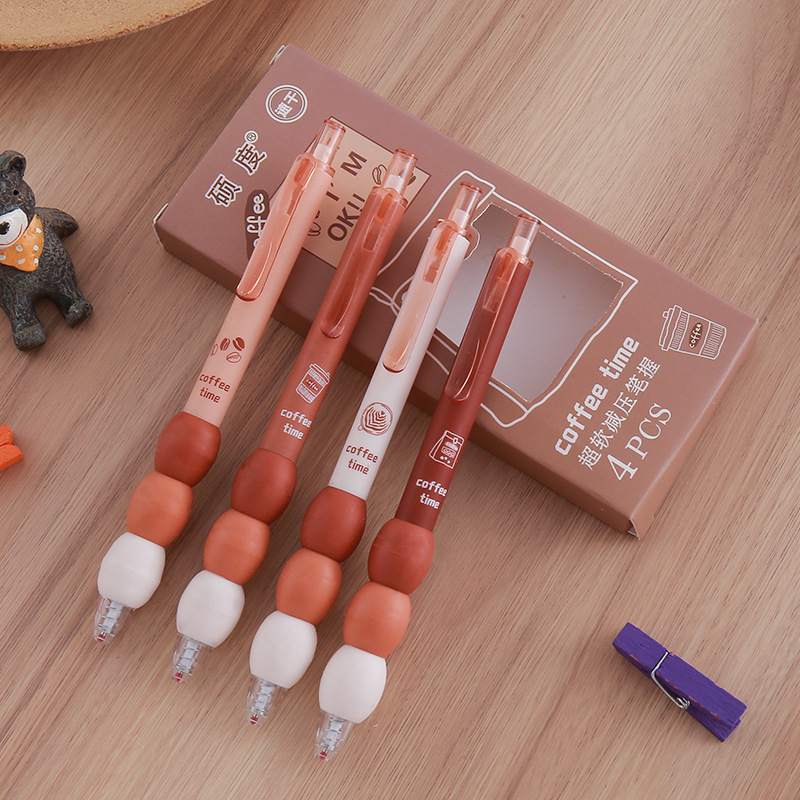 Cubierta de agarre suave empalmada pluma de prensa de alto valor 4 bolígrafos de góner en caja Student ST Head Cepillo de secado rápido pluma al por mayor