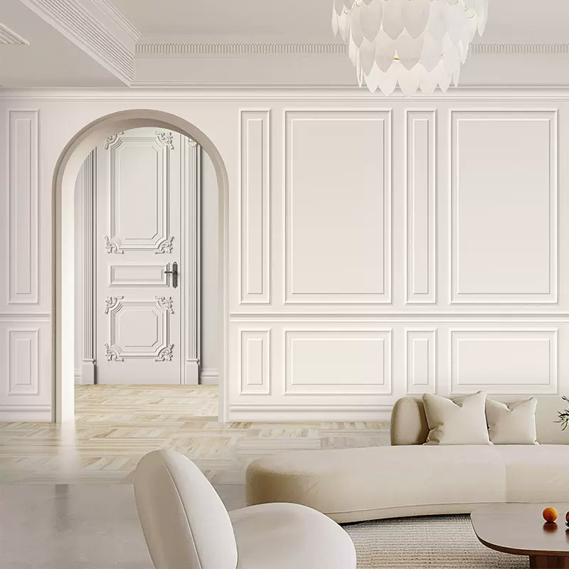 3d立体石膏线墙纸法式轻奢美容院卧室女装服装店直播间背景墙壁纸