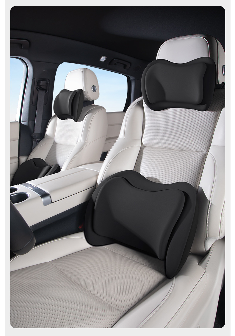 Car Headrest and Lumbar Support Cushion with Dual Pressure Relief, Electric Massage, Neck Protection, Heating, Slow Rebound, and Fatigue Relief