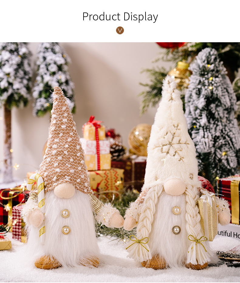 Cute Long Beard Plush Bonnet Crutch Rudolf Doll Christmas Decorations display picture 4