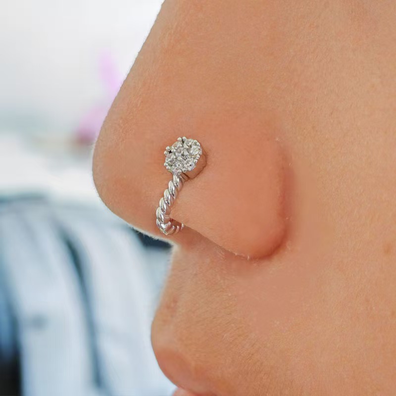 Amazon Hot Sale Nose Clip Non-Piercing Clip-on Nose Ring CZ Gold Plated Copper Nose Jewelry detail image 11