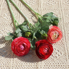 洋牡丹2头植毛毛茛陆莲花家居摆放婚庆装饰花卉花艺 假花仿真花